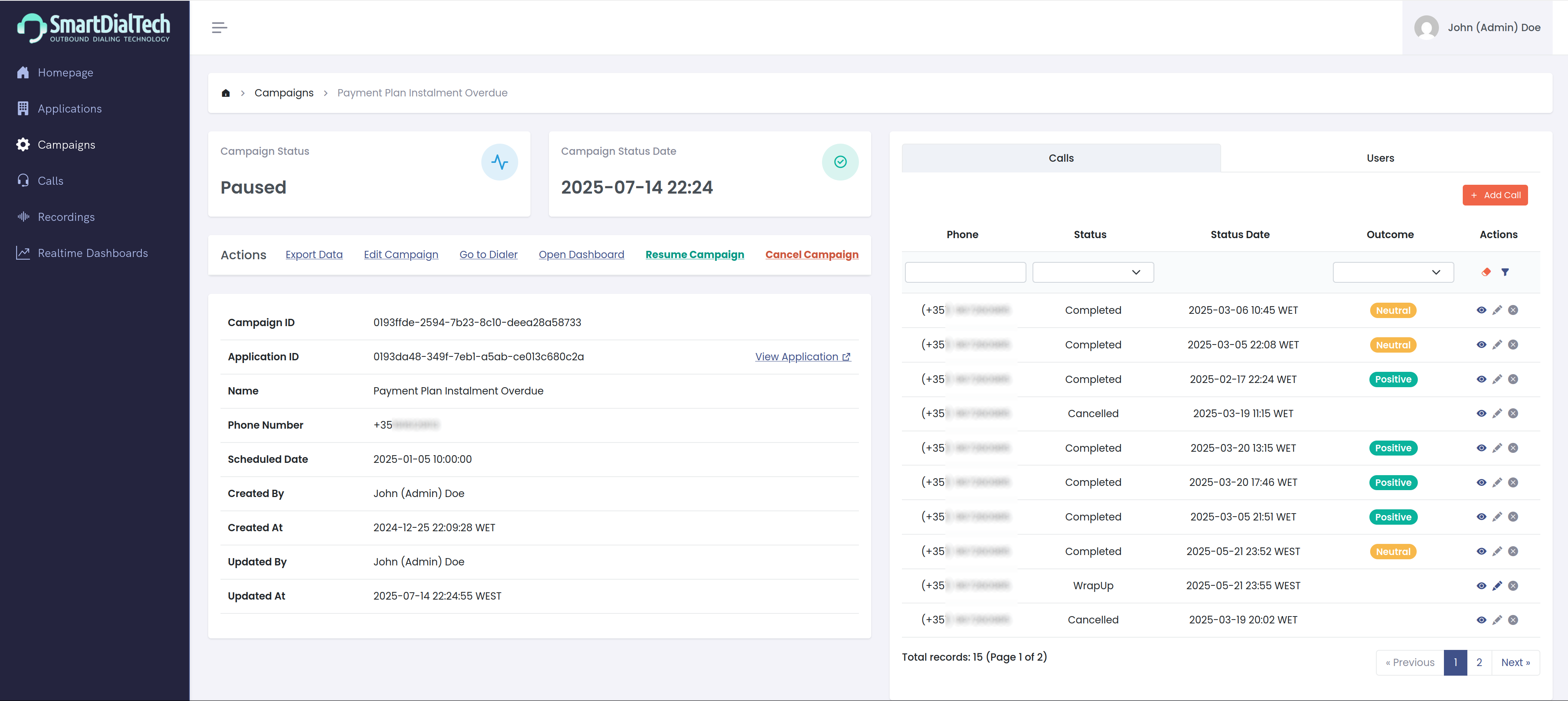 Campaign setup screenshot